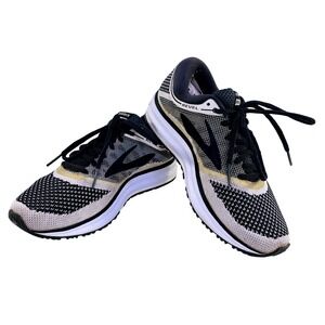 Brooks Revel Running Shoes Womens 7 Black White Tan Knit Sneakers 1202491B155